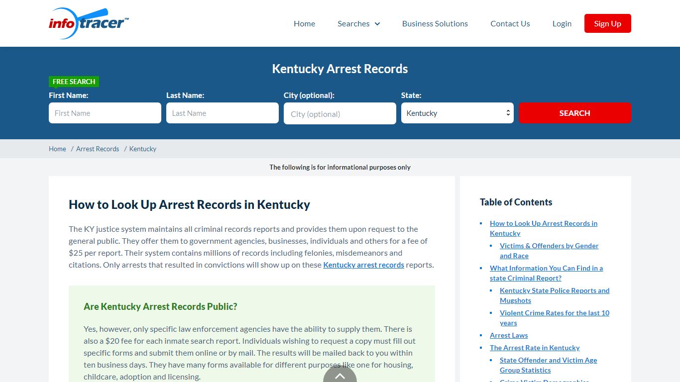 Kentucky Arrest Records - KY Police and Arrest Record Search - Infotracer