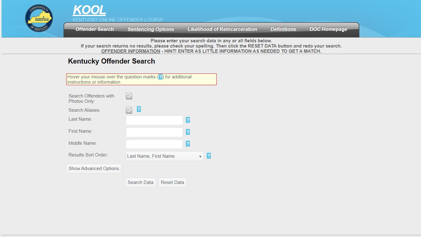 Kentucky Offender Search - Offender Online Lookup System